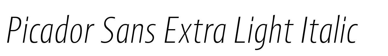 Picador Sans Extra Light Italic